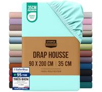 Utopia Bedding Drap Housse - Bleu Spa, 90 x 200 cm | Certifié Oeko-Tex - Bonnets 35 cm pour Matelas Épais - Polyester Microfibre brossée