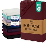 Utopia Bedding Drap Housse - Bourgogne, 180 x 200 cm | Bonnets 30 cm pour Matelas Épais - Certifié Oeko-Tex - Polyester Microfibre Brossée