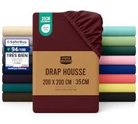 Utopia Bedding Drap Housse - Bourgogne, 200 x 200 cm - Certifié Oeko-Tex - Bonnets 35 cm pour Matelas Épais - Polyester Microfibre Brossée