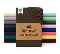 Utopia Bedding Drap Housse - Brun, 160 x 200 cm - Certifié Oeko-Tex - Bonnets 35 cm pour Matelas Épais - Polyester Microfibre Brossée