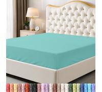 Utopia Bedding Drap-Housse Complet en Microfibre Douce, Poches Profondes, résistant au rétrécissement et à la décoloration, Facile d'entretien, 1 Seul Drap-Housse (Bleu Spa)