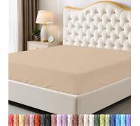 Utopia Bedding Drap-housse double en microfibre douce, poches profondes, résistant au rétrécissement et à la décoloration, facile d'entretien, 1 seul drap-housse (beige)