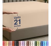 Utopia Bedding Drap-Housse en Microfibre Douce avec Bonnet Extra Profond de 53 cm, résistant au rétrécissement et à la décoloration, Facile d’Entretien, 1 Drap-Housse Seulement, Queen Size, Beige