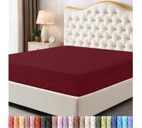 Utopia Bedding Drap-Housse en Microfibre Douce, Poches Profondes, résistant au rétrécissement et à la décoloration, Facile d'entretien, 1 Seul Drap-Housse (Rouge Bordeaux)