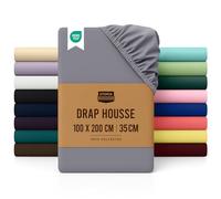 Utopia Bedding Drap Housse - Gris, 100 x 200 cm - Coupes de 35 cm pour Matelas épais - Microfibre brossée