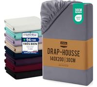 Utopia Bedding Drap Housse - Gris, 140 x 200 cm | Bonnets 30 cm pour Matelas Épais - Certifié Oeko-Tex - Polyester Microfibre Brossée