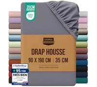 Utopia Bedding Drap Housse - Gris, 90 x 190 cm | Certifié Oeko-Tex - Bonnets 35 cm pour Matelas Épais - Polyester Microfibre brossée