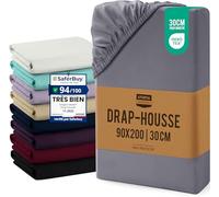 Utopia Bedding Drap Housse - Gris, 90 x 200 cm | Bonnets 30 cm pour Matelas Épais - Certifié Oeko-Tex - Polyester Microfibre Brossée