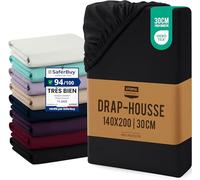 Utopia Bedding Drap Housse - Noire, 140 x 200 cm | Bonnets 30 cm pour Matelas Épais - Certifié Oeko-Tex - Polyester Microfibre Brossée