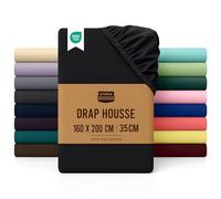 Utopia Bedding Drap Housse - Noire, 160 x 200 cm - Certifié Oeko-Tex - Bonnets 35 cm pour Matelas Épais - Polyester Microfibre Brossée
