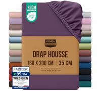 Utopia Bedding Drap Housse - Pourpre, 160 x 200 cm | Certifié Oeko-Tex - Bonnets 35 cm pour Matelas Épais - Polyester Microfibre brossée