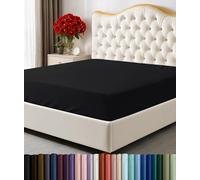 Utopia Bedding Drap-Housse Queen Size en Microfibre Douce, Poches Profondes, résistant au rétrécissement et à la décoloration, Facile d'entretien, 1 Seul Drap-Housse (Noir)