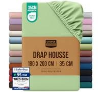 Utopia Bedding Drap Housse - Vert Sauge, 180 x 200 cm | Certifié Oeko-Tex - Bonnets 35 cm pour Matelas Épais - Polyester Microfibre brossée