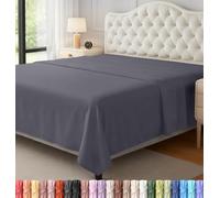 Utopia Bedding Drap Plat 2 Personnes (266 x 259 cm, Gris) - Tissu Microfibre Brossé Doux - pour Lit Taille 150 x 200 cm