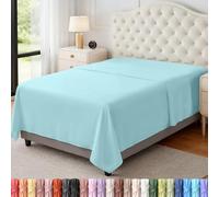 Utopia Bedding Drap Plat en Microfibre brossée Douce, Drap de Dessus résistant au rétrécissement et à la décoloration, Facile d'entretien, 1 Drap Plat Uniquement (lit jumeau, Bleu)