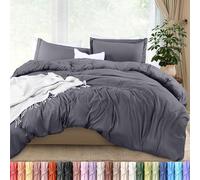 Utopia Bedding Duvet Cover King Size - 3 Piece with Zipper Closure - 1 Comforter Cover 104X90 inches & 2 Pillow Shams 20X36 inches (Grey) Comforter Not Included
