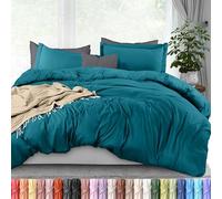 Utopia Bedding Duvet Cover Queen Size - 3 Piece with Zipper Closure - 1 Comforter Cover 90X90 inches & 2 Pillow Shams 20X26 inches (Denim Blue) Comforter Not Included