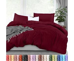 Utopia Bedding Duvet Cover Queen Size - 3 Piece with Zipper Closure - 1 Comforter Cover 90X90 inches & 2 Pillow Shams 20X26 inches (Burgundy) Comforter Not Included
