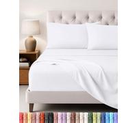 Utopia Bedding Ensemble de Drap 4 Pièces, 160x200cm, Blanc | 1 Drap Housse 160x200, 1 Drap Plat 266x259 et 2 Taies d'oreillers 50x75 - Drap de Lit 2 Personnes - Polyester Microfibre