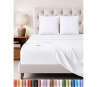 Utopia Bedding Ensemble de Drap 4 Pièces, 160x200cm, Blanc | 1 Drap Housse 160x200, 1 Drap Plat 266x259 et 2 Taies d'oreillers 65x65 - Drap de Lit 2 Personnes - Polyester Microfibre