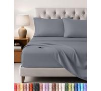 Utopia Bedding Ensemble de Drap 4 Pièces, 160x200cm, Gris | 1 Drap Housse 160x200, 1 Drap Plat 266x259 et 2 Taies d'oreillers 50x75 - Drap de Lit 2 Personnes - Polyester Microfibre