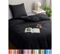 Utopia Bedding Housse de Couette 1 Personne 135x200 cm avec 1 Taie d'oreiller 80x80 cm (Noir) - Parure de lit 1 Personne 135 x 200 cm - Ensembles de Housses de Couette en Microfibre brossée Douce