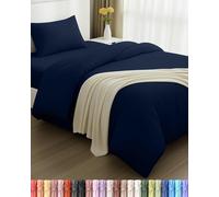 Utopia Bedding - Housse de Couette 135x200cm, Drap Housse 90x190cm et Taie d'oreiller 50x75cm - Microfibre brossée Polyester Douce (Bleu Marine)