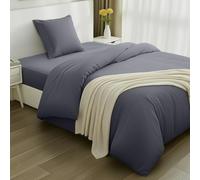 Utopia Bedding - Housse de Couette 135x200cm, Drap Housse 90x200cm et Taie d'oreiller 80x80cm - Microfibre brossée Polyester Douce (Gris)