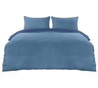 Utopia Bedding Housse de Couette 200x200 cm avec 2 Taies d'oreiller 50x75 cm (Bleu Marine/Bleu Clair) - Parure de Lit 200 x 200 cm - Ensembles de Housses de Couette en Microfibre brossée Douce