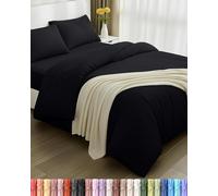 Utopia Bedding - Housse de Couette 200x200cm, Drap Housse 135x190cm et Taies d'oreiller 50x75cm - Microfibre brossée Polyester Douce (Noir)