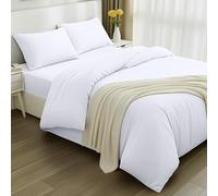 Utopia Bedding - Housse de Couette 200x200cm, Drap Housse 135x190cm et Taies d'oreiller 50x75cm - Microfibre brossée Polyester Douce (Blanc)
