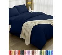 Utopia Bedding - Housse de Couette 200x200cm, Drap Housse 135x190cm et Taies d'oreiller 50x75cm - Microfibre brossée Polyester Douce (Bleu Marine)