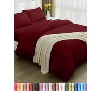 Utopia Bedding - Housse de Couette 200x200cm, Drap Housse 135x190cm et Taies d'oreiller 50x75cm - Microfibre brossée Polyester Douce (Bordeaux)