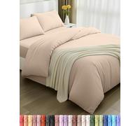 Utopia Bedding - Housse de Couette 200x200cm, Drap Housse 135x190cm et Taies d'oreiller 50x75cm - Microfibre brossée Polyester Douce (Beige)