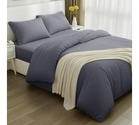 Utopia Bedding - Housse de Couette 220x230cm, Drap Housse 150x200cm et Taies d'oreiller 50x75cm - Microfibre brossée Polyester Douce (Gris)