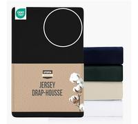 Utopia Bedding Jersey Drap-Housse, Noire, 180 x 200 cm - 25 cm de découpe pour Matelas épais, Drap de lit Poly-Coton