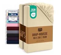 Utopia Bedding Lot de 2 Drap Housse - Beige, 180 x 200 cm | Bonnets 35 cm pour Matelas épais - Certifié Oeko-Tex - Polyester Microfibre brossée