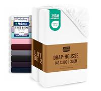 Utopia Bedding Lot de 2 Drap Housse - Blanc, 140 x 200 cm | Bonnets 35 cm pour Matelas épais - Certifié Oeko-Tex - Polyester Microfibre brossée