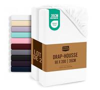 Utopia Bedding Lot de 2 Drap Housse - Blanc, 90 x 200 cm | Bonnets 35 cm pour Matelas épais - Certifié Oeko-Tex - Polyester Microfibre brossée