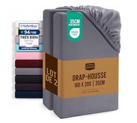 Utopia Bedding Lot de 2 Drap Housse - Gris, 160 x 200 cm | Bonnets 35 cm pour Matelas épais - Certifié Oeko-Tex - Polyester Microfibre brossée