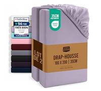 Utopia Bedding Lot de 2 Drap Housse - Lavende, 180 x 200 cm - Coupes de 35 cm pour Matelas épais - Certifié Oeko-Tex - Polyester Microfibre brossée