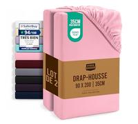 Utopia Bedding Lot de 2 Drap Housse - Rose, 90 x 200 cm | Bonnets 35 cm pour Matelas épais - Certifié Oeko-Tex - Polyester Microfibre brossée