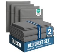 Utopia Bedding Lot de 2 parures de draps en Microfibre brossée pour Spa, hôtel et Chambre d'amis, Anti-rétrécissement, Anti-décoloration, Facile d'entretien, Queen Size, Gris