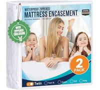 Utopia Bedding Lot de 2 protège-Matelas à Fermeture éclair pour lit Simple - 100% imperméable et Anti-punaises de lit - Housse de Matelas absorbante à Six côtés