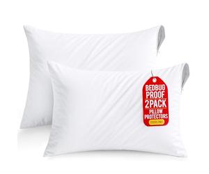 Utopia Bedding Lot de 2 taies d'oreiller imperméables à Fermeture éclair de Taille Standard, Anti-punaises de lit, 50,8 x 66 cm, Blanches