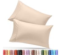 Utopia Bedding Lot de 2 taies d'oreiller Queen - Fermeture à Rabat - Tissu en Microfibre brossée Douce - Housses résistantes au rétrécissement et à la décoloration, 50,8 x 76,2 cm (Grand lit, Beige)