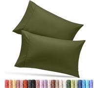 Utopia Bedding Lot de 2 taies d'oreiller Queen - Fermeture à Rabat - Tissu en Microfibre brossée Douce - Housses résistantes au rétrécissement et à la décoloration, 50,8 x 76,2 cm (Grand lit, Olive)