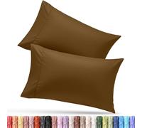Utopia Bedding Lot de 2 taies d'oreiller Queen - Fermeture à Rabat - Tissu en Microfibre brossée - Housses résistantes au rétrécissement et à la décoloration, 50,8 x 76,2 cm (Grand lit, Moka)