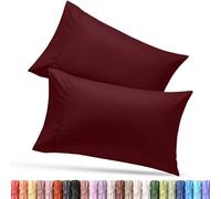 Utopia Bedding Lot de 2 taies d'oreiller Standard - Fermeture à Rabat - Tissu en Microfibre brossée - Housses résistantes au rétrécissement et à la décoloration, 50,8 x 66 cm (Standard, Bordeaux)