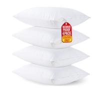 Utopia Bedding Lot de 4 housses de coussin imperméables avec fermeture éclair pour enfant, anti-punaises de lit et anti-acariens, anti-humidité, 33 x 45,7 cm, blanc